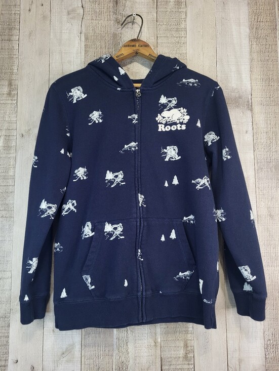 Roots Other - Roots Kids Navy Zip-Up Hoodie with Hockey Print. Size XXL